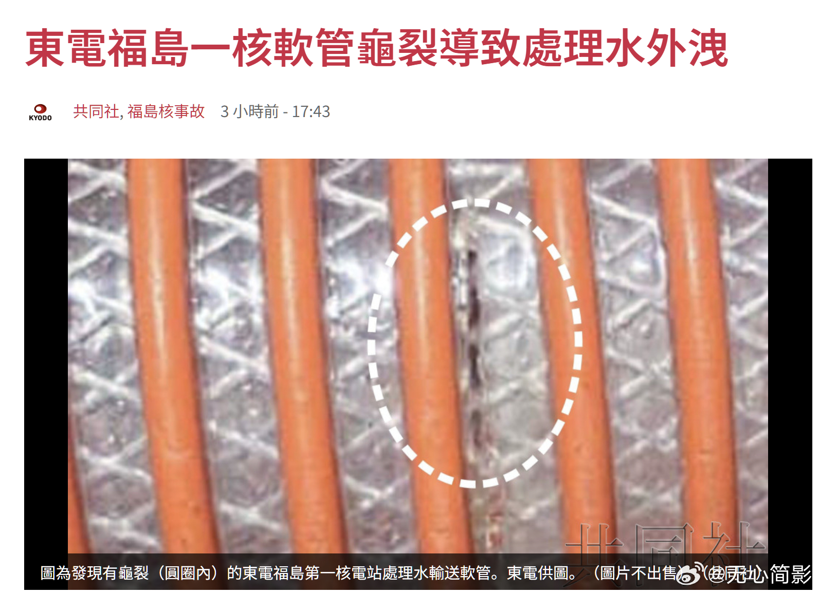 日本福岛核电站处理水输送软管龟裂，再现外泄事故。#日首相称计划最早24日核污染水