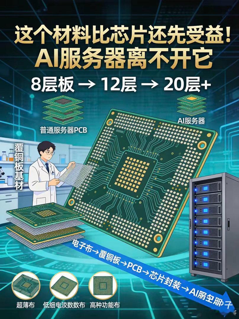 这个材料比芯片还先收益！AI服务器离不开它 ！你知道AI服务器里面，什么材料比芯