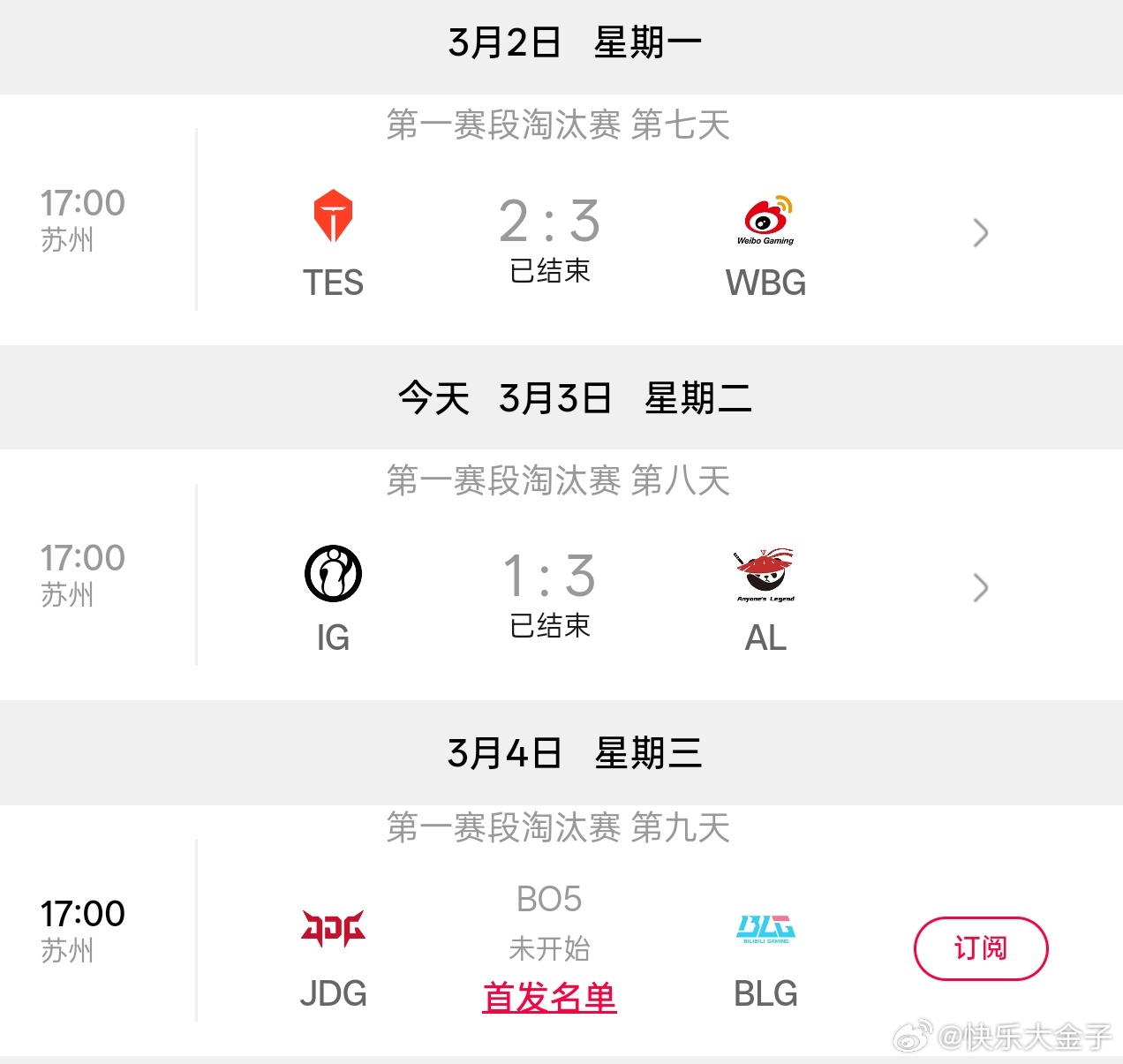 AL将在3月5日对战WBG，争夺败决的名额。对手是BLG与JDG之间的败者。主页