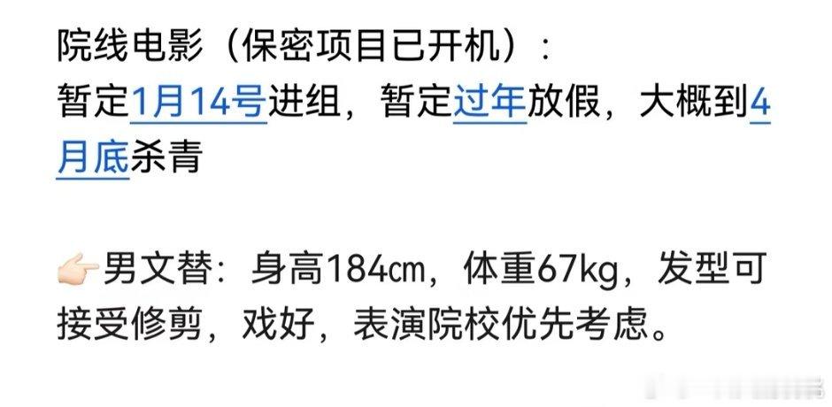 已开机的保密电影 