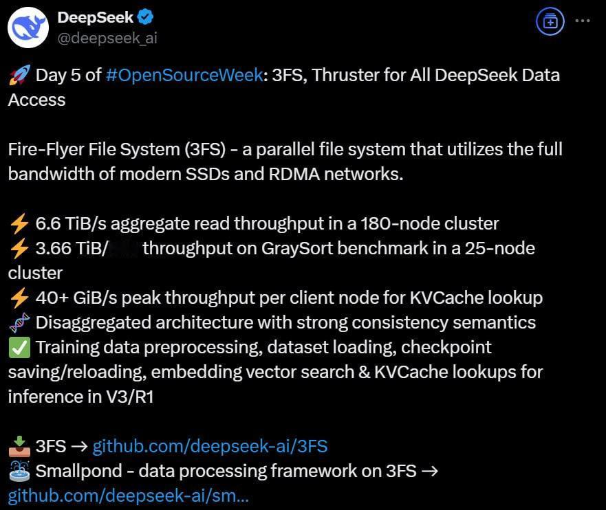 DeepSeek开源日第 5 天：高性能分布式文件系统Fire-Flyer Fi
