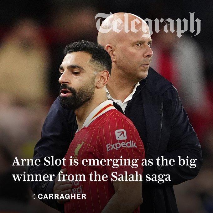 卡拉格电讯报专栏：斯洛特正逐渐成为萨拉赫风波中的最大赢家。无论球员名气多大，到场