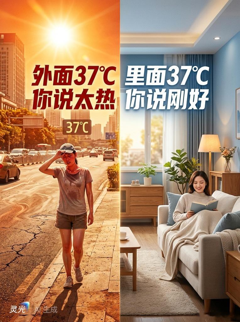 外面37℃你说太热，里面37℃你说刚好。 