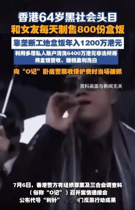 美国黑帮卖白粉，墨西哥黑帮卖洗澡车，日本黑帮回收旧空调，而中国香港黑帮卖盒饭。