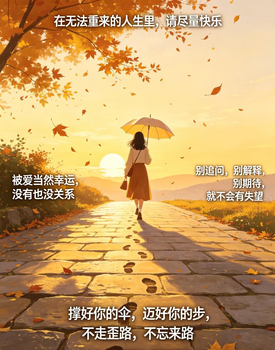 人生无法重来，尽量快乐

非常释怀的一段话——
在无法重来的人生里，请尽量快乐。