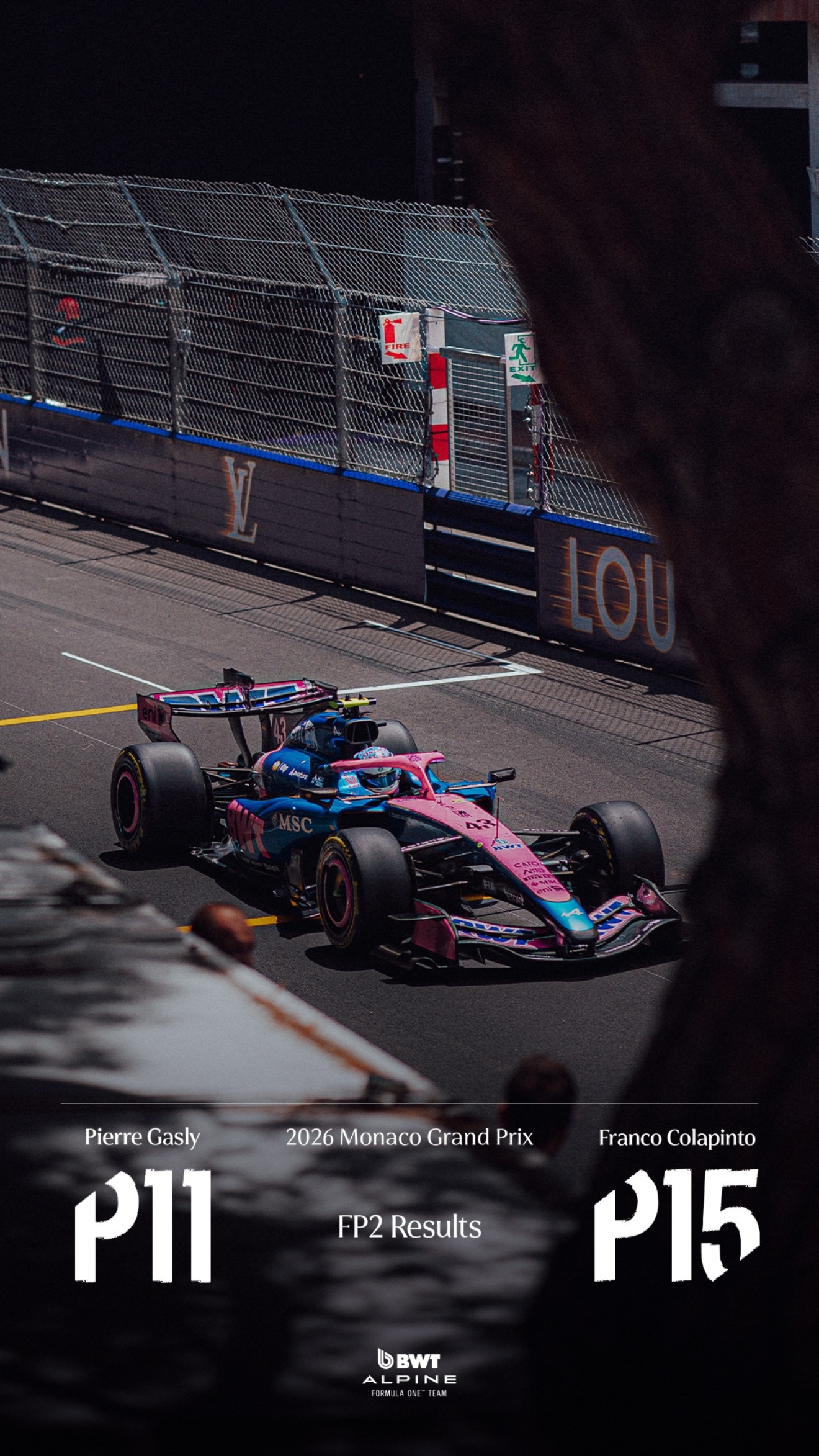 2026F1摩纳哥大奖赛 加斯利周五战报FP1——P10FP2——P11在这条排