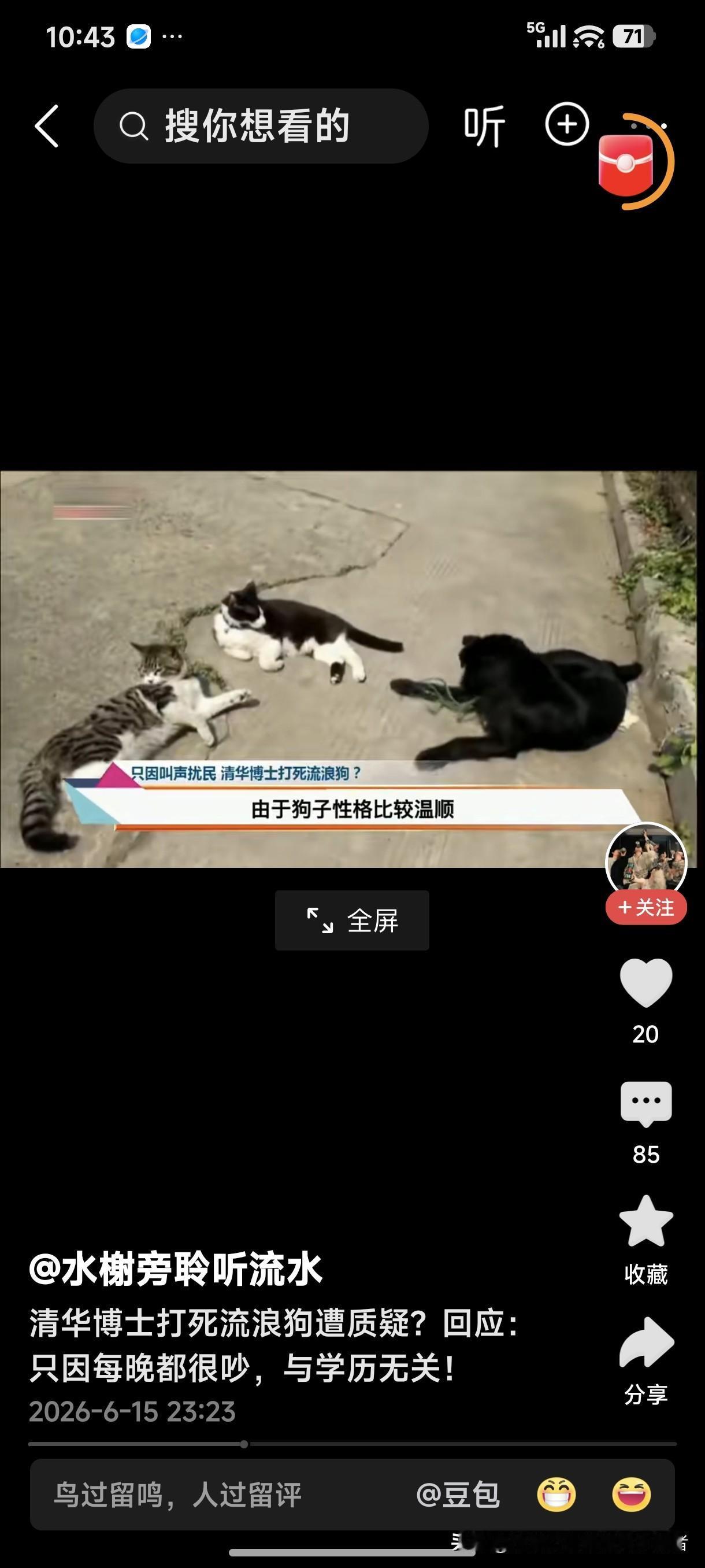 清华博士打死流浪狗遭质疑？回应：只因每晚都很吵，与学历无关！
社区居民（老太太）