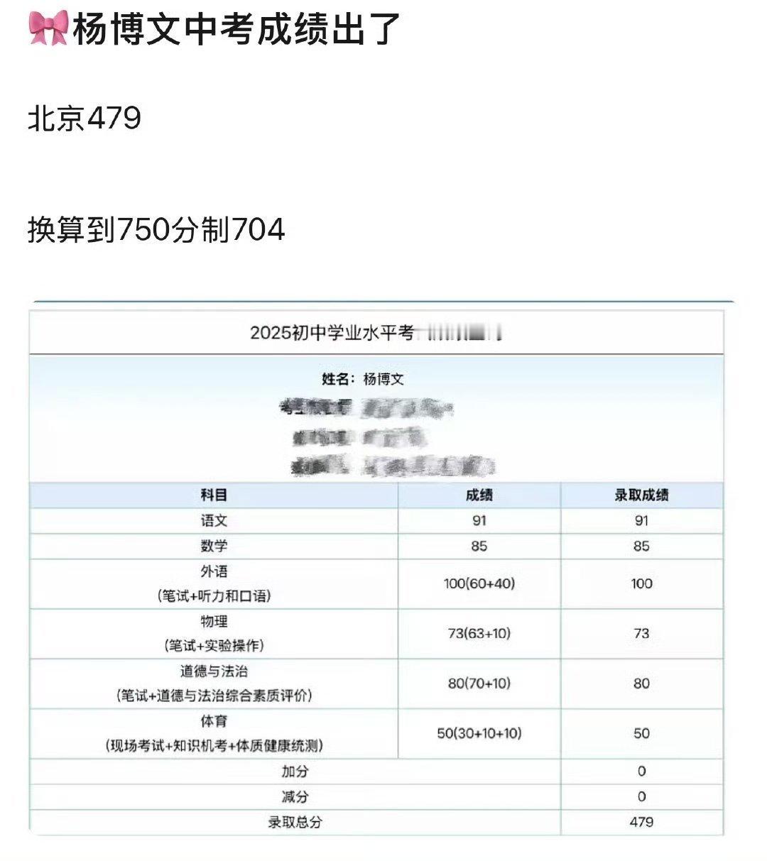 杨博文中考479之前只知道杨博文舞蹈实力强悍，没抢到成绩也这么好啊。杨博文粉丝有
