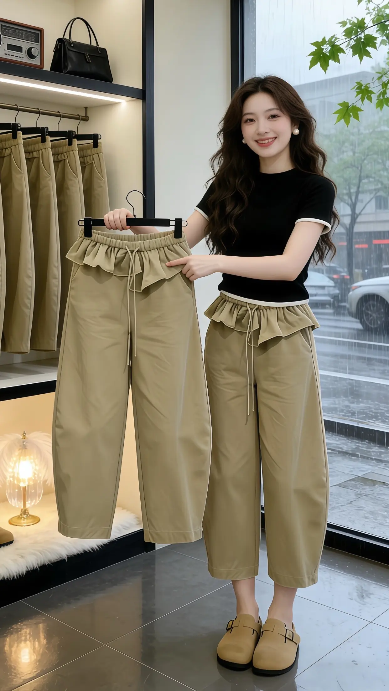 韩版花边阔腿裤 穿出自己的风格 春上新 显高显瘦显腿长 好看的裤子怎么会嫌多