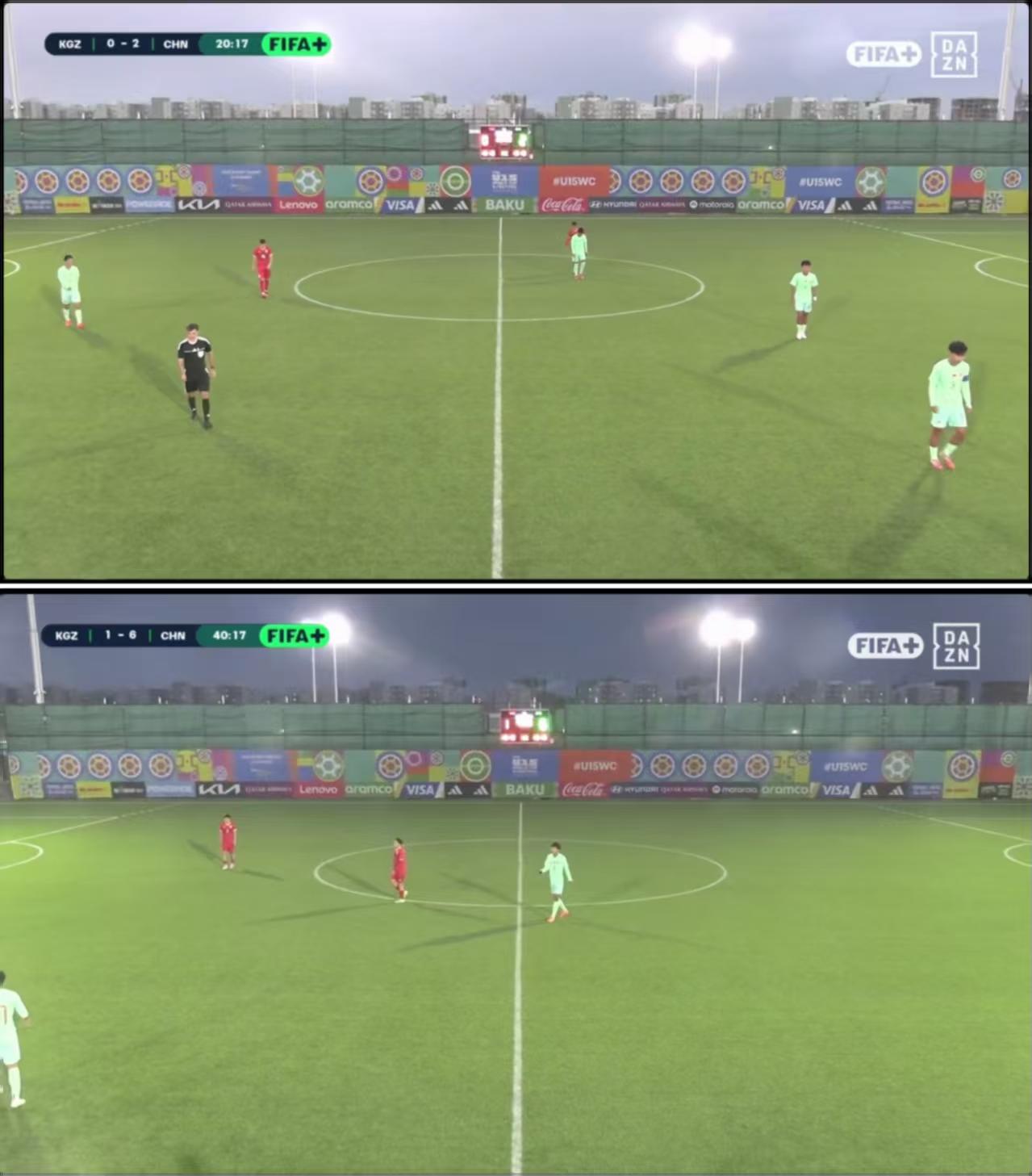 U-15世界杯淘汰赛B档第四轮，中国男足6-1拿下吉尔吉斯斯坦，取得三连胜晋级B