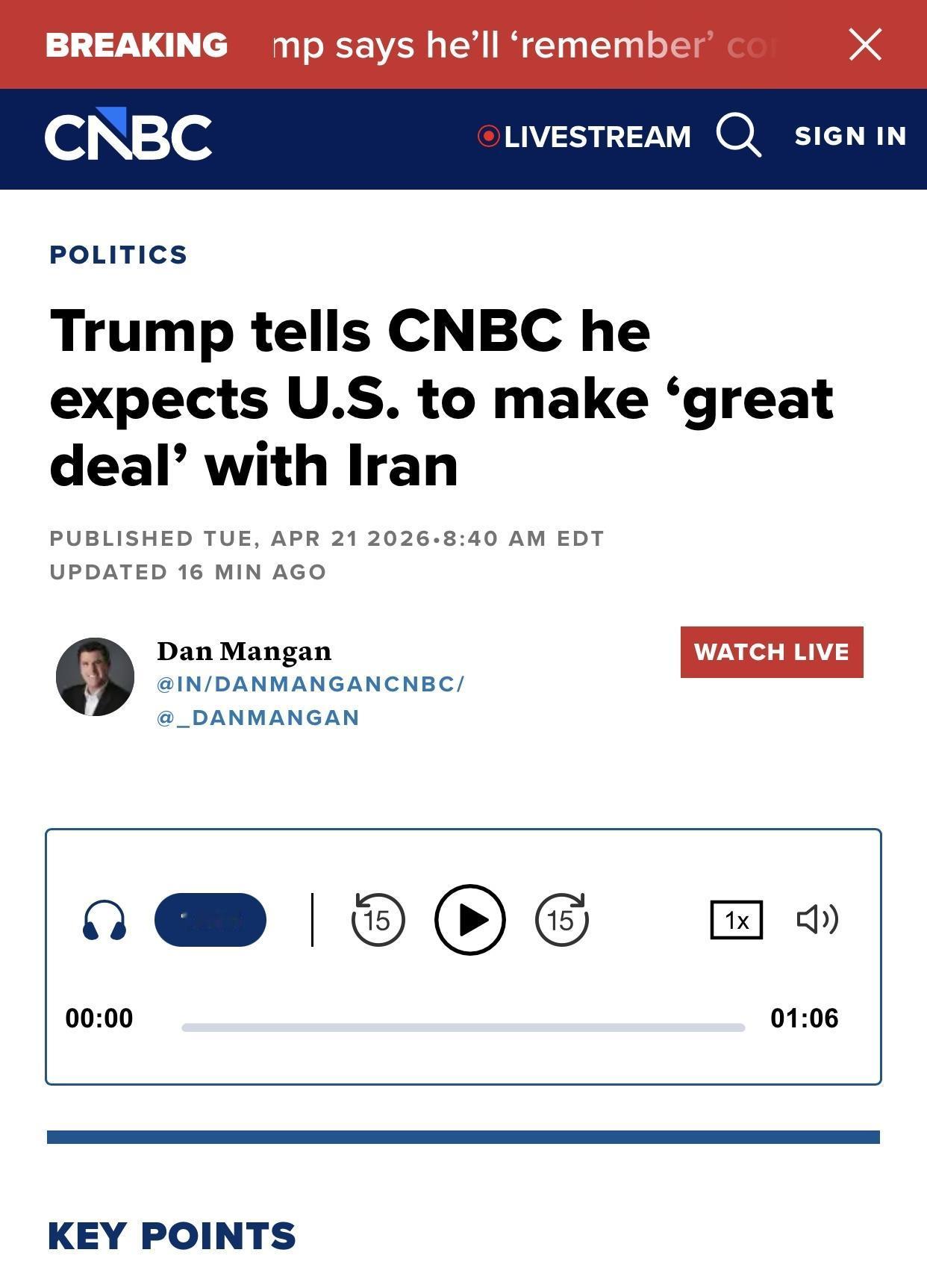 美媒：特朗普相信”会与伊朗达成重大交易”，”他们已别无选择”

美国消费者新闻与