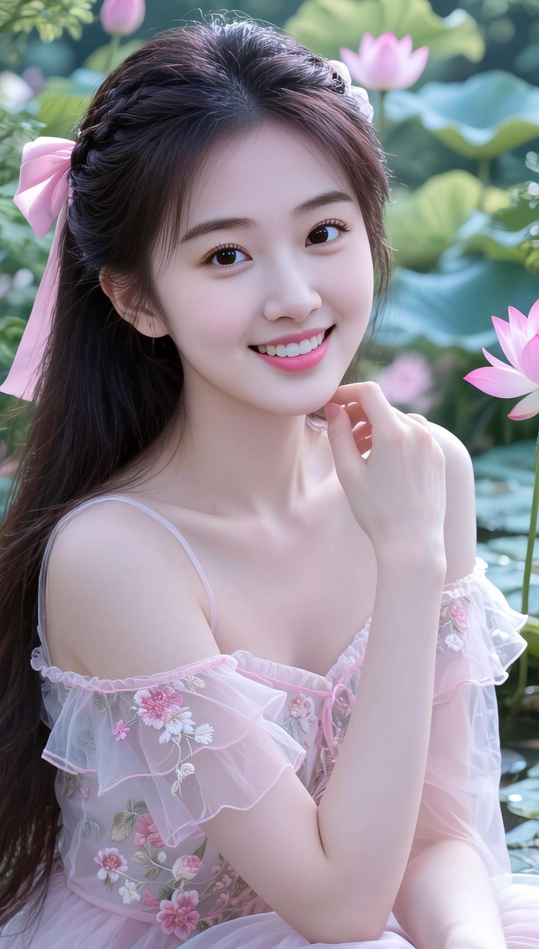 AI荷间粉颜 高颜值美女 颜值