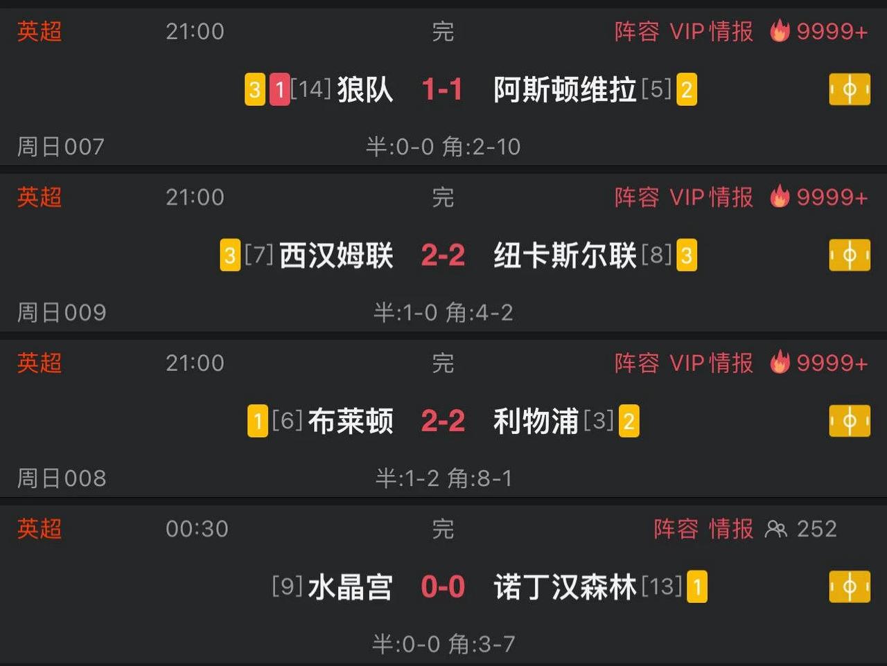 和风尽吹，英超第8轮前4场比赛均以平局告终，焦点战阿森纳1-0绝杀曼城
北京时间