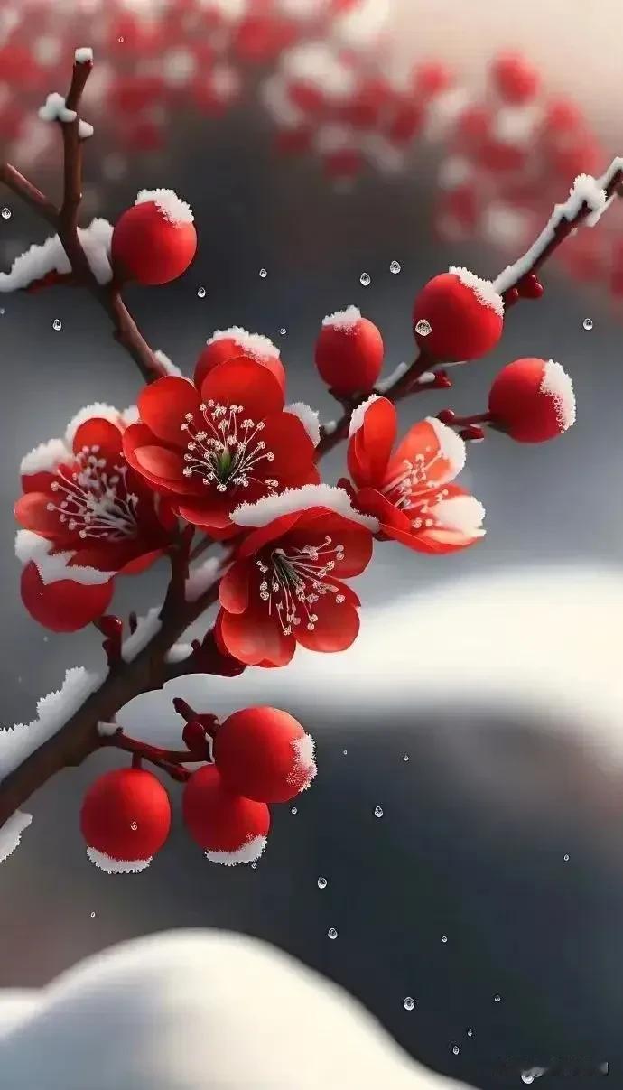 雪落梅花，雪花纷纷。时光深处有诗意，是一种生活的态度。随遇而安，觅得清欢，让生活