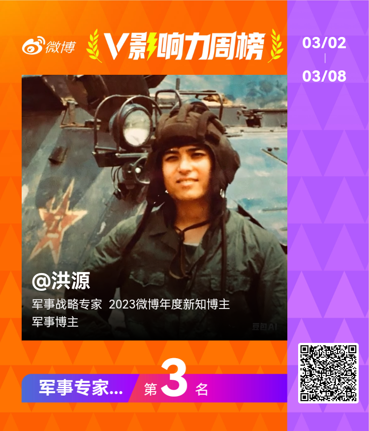 【V影响力榜 2026年第10周】「军事专家学者周榜」揭榜啦！恭喜获得榜单前三名