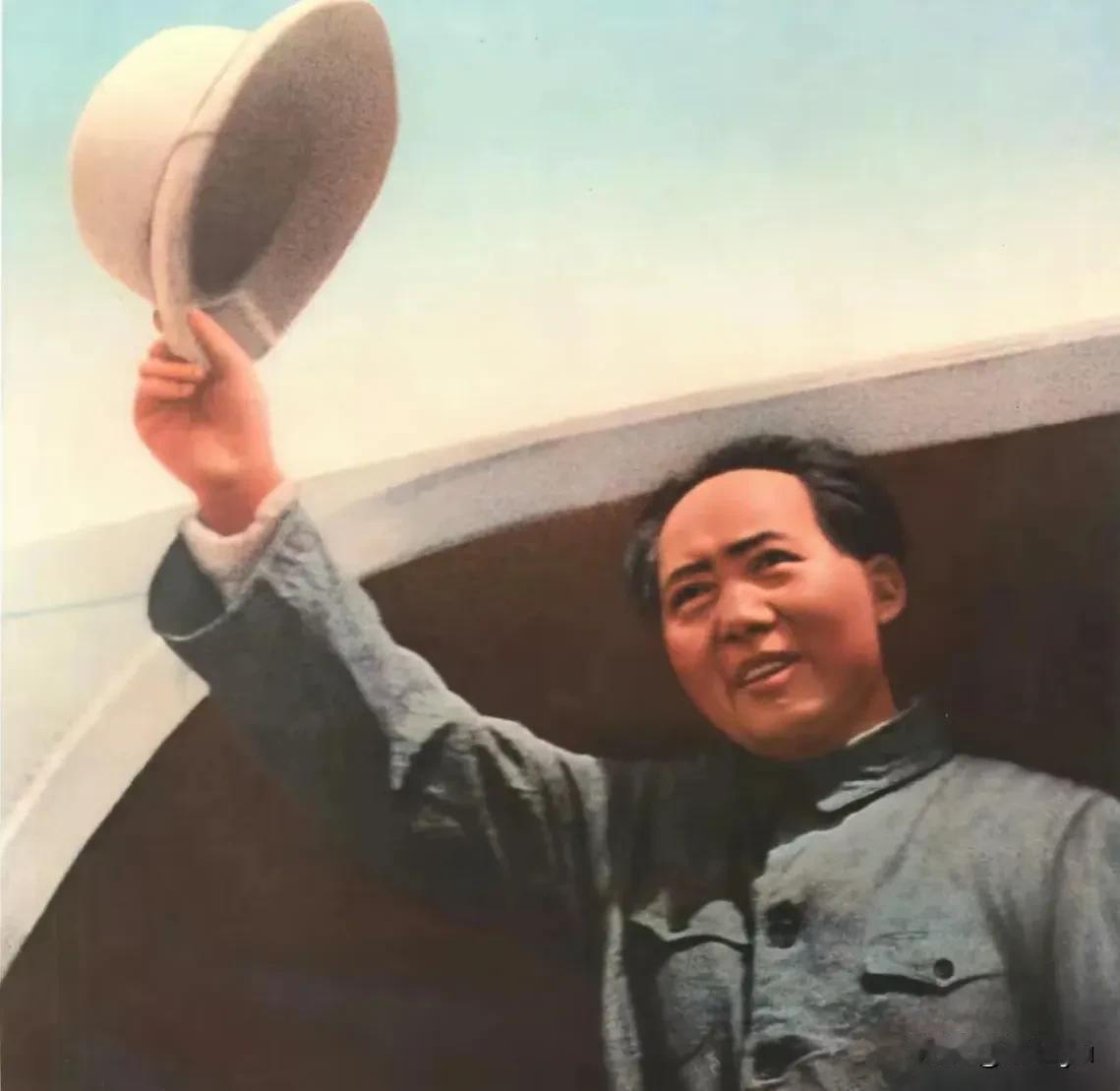 伟人风采！
历史瞬间，成为永恒！
1945年，毛主席乘飞机赴重庆谈判登机告别！