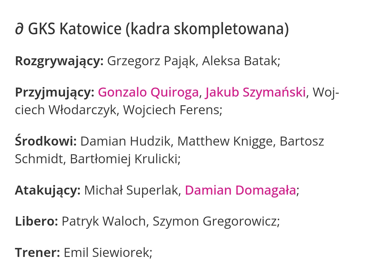 -【2026-27赛季卡托维茨🇵🇱俱乐部14人名单】🔹二传(2人)：Bat