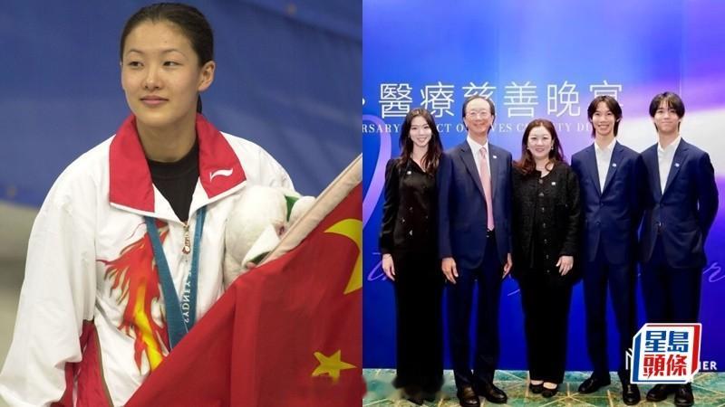 伏明霞一家五口最新全家福曝光，跳水皇后面颊圆润尽显贤妻气质，大女儿哈佛毕业颜值学