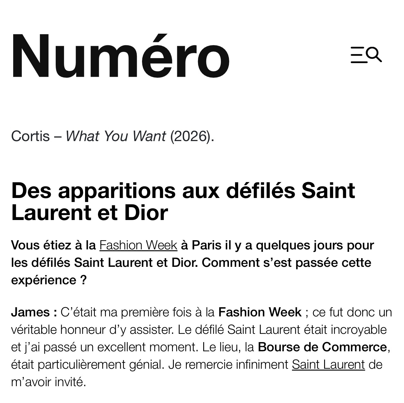 Numéro采访更新相关💬：“Cortis”这个名字源于英文短语“Color 