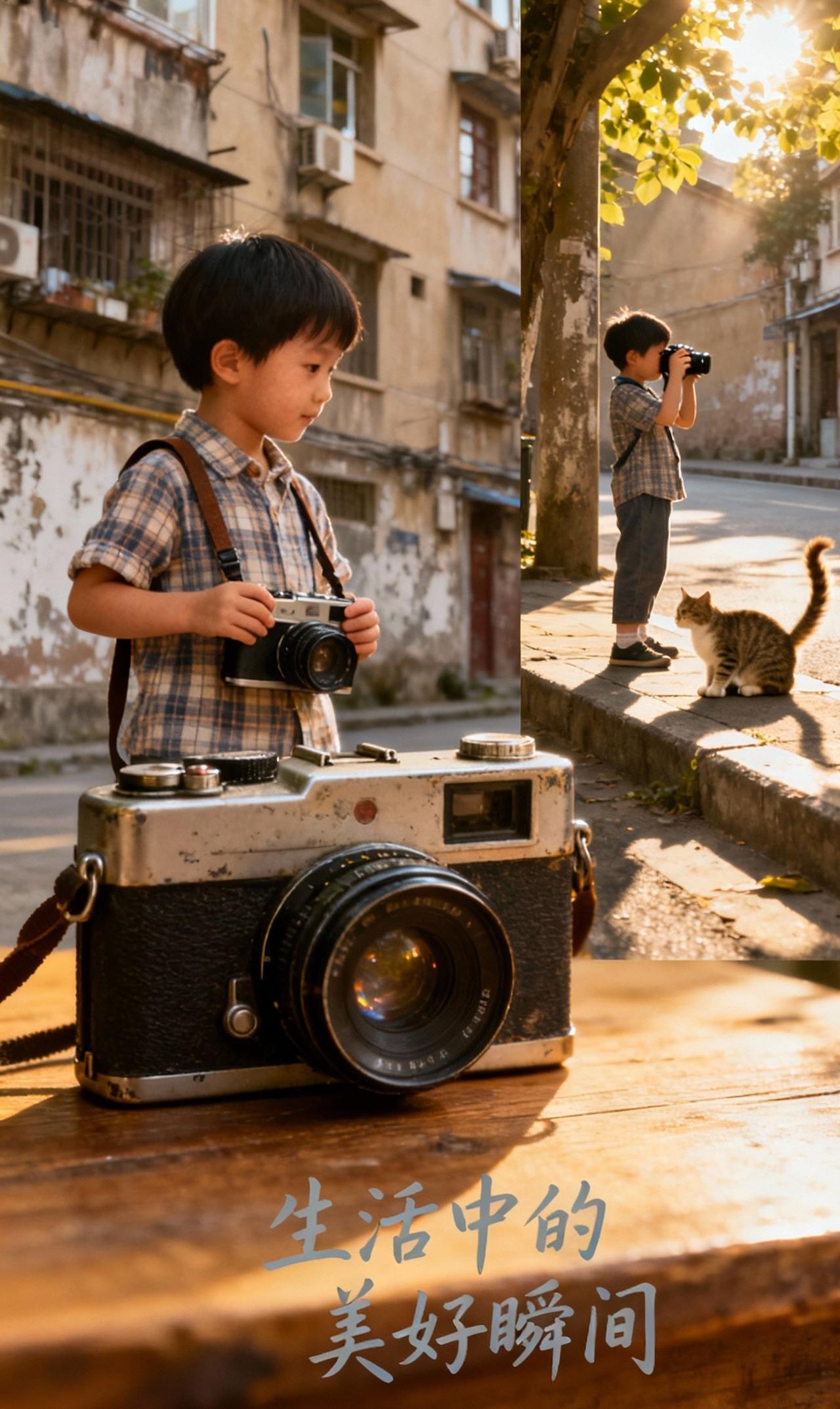 我一直对摄影充满热爱。小时候，家里那台老旧的相机成了我最珍贵的宝贝。每当周末，喜
