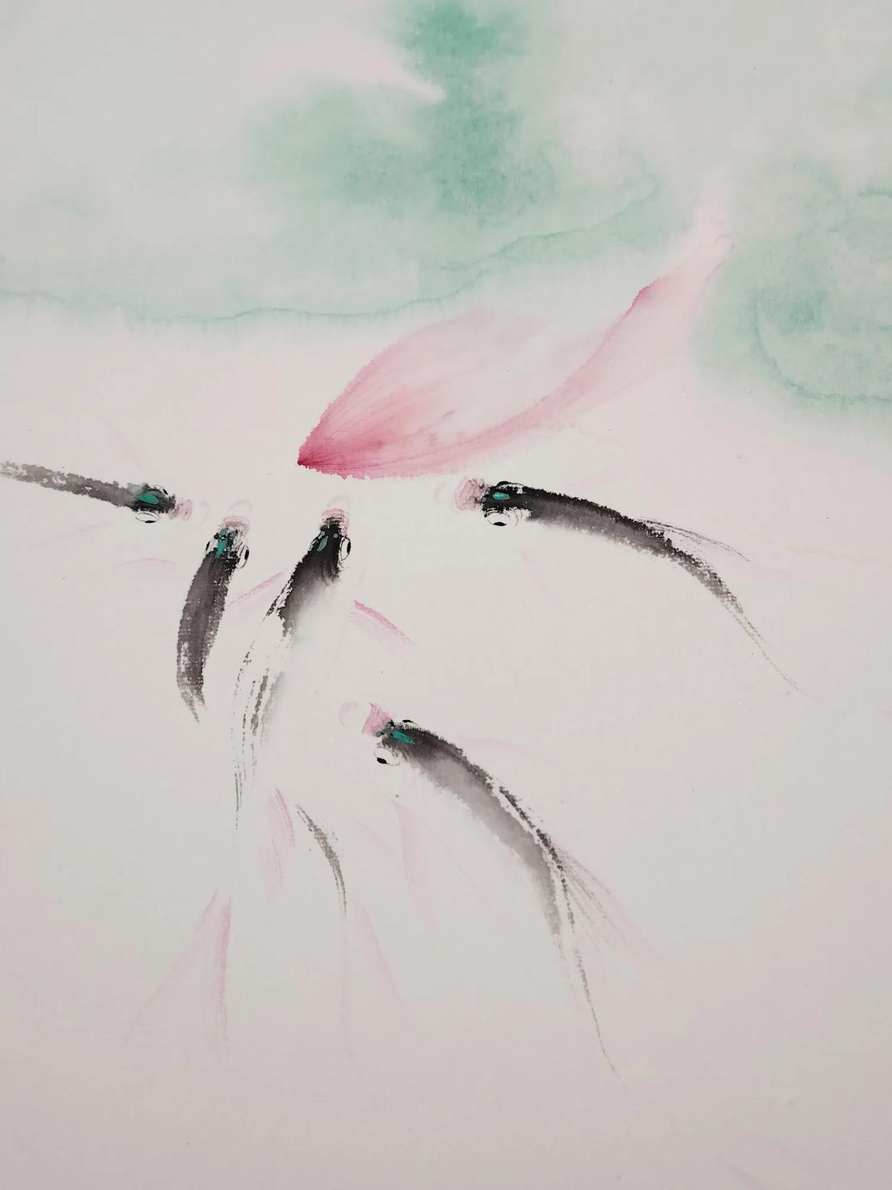 一日之计在于晨鱼有灵性吗 有没有喜欢的国画作品 非子画鱼 非子鱼 @非子画鱼 @