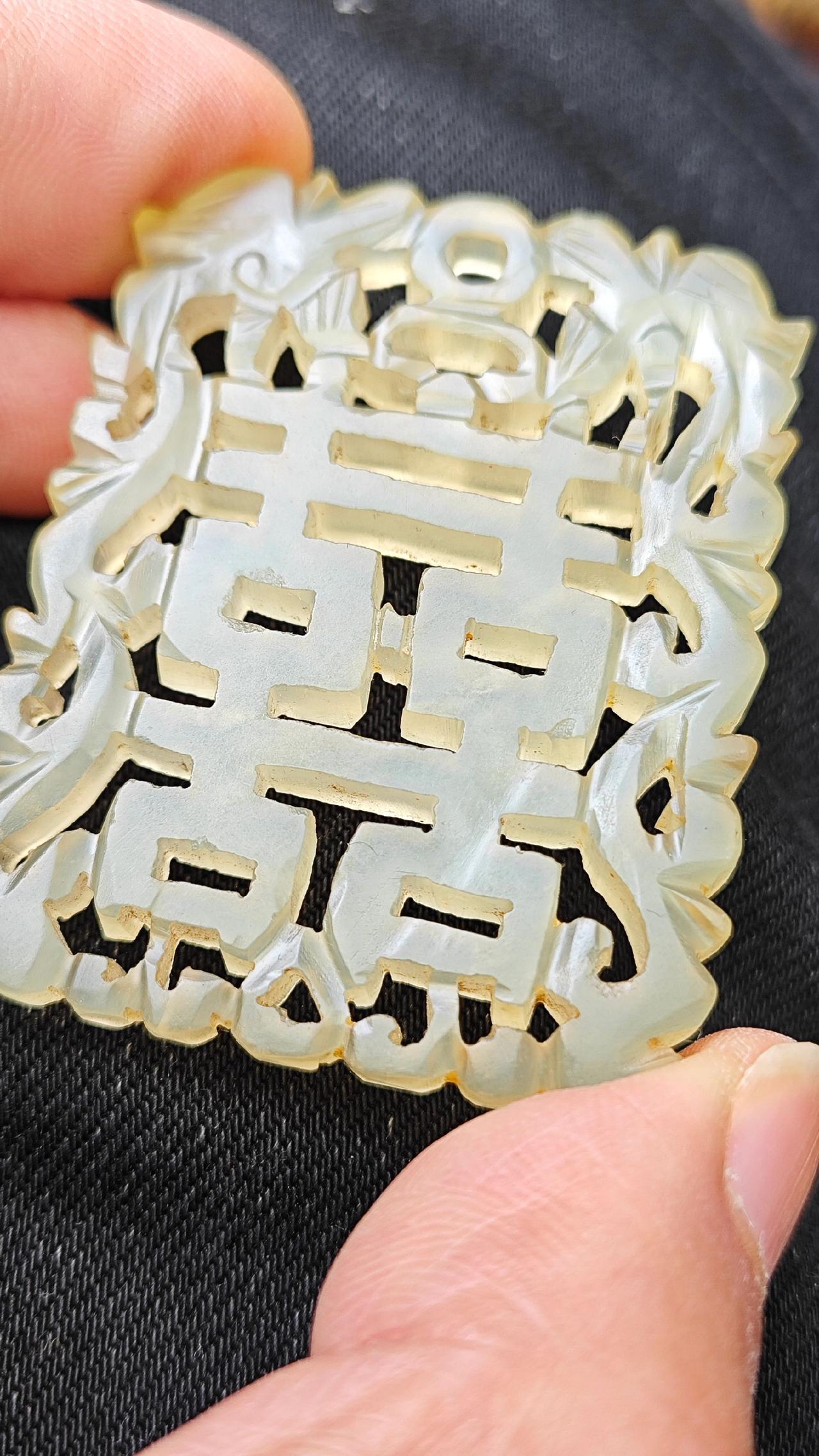 清代，极品老岫玉，双喜佩