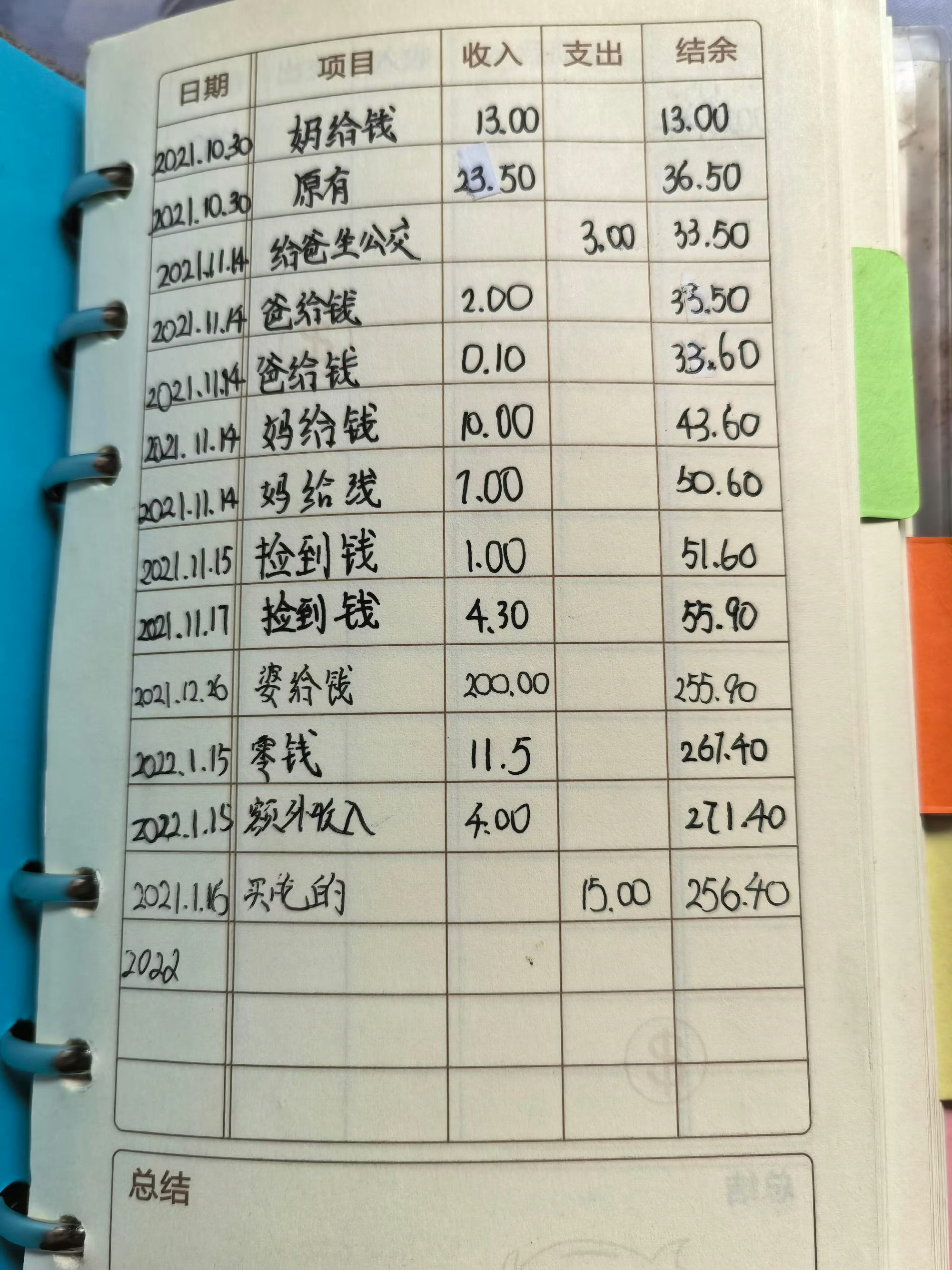 女儿的记账本