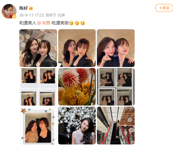 陈好晒了漂亮人没晒漂亮饭陈好发文：和漂亮人 吃漂亮饭 [馋嘴][馋嘴][馋嘴]！