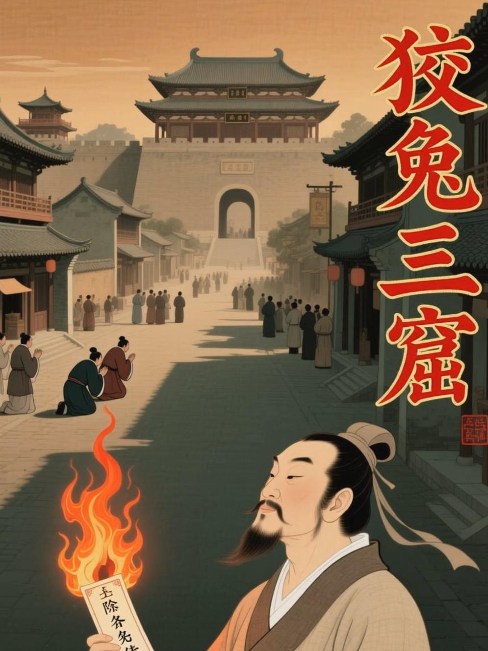 上联：狡兔三窟
下联：请赐[作揖]