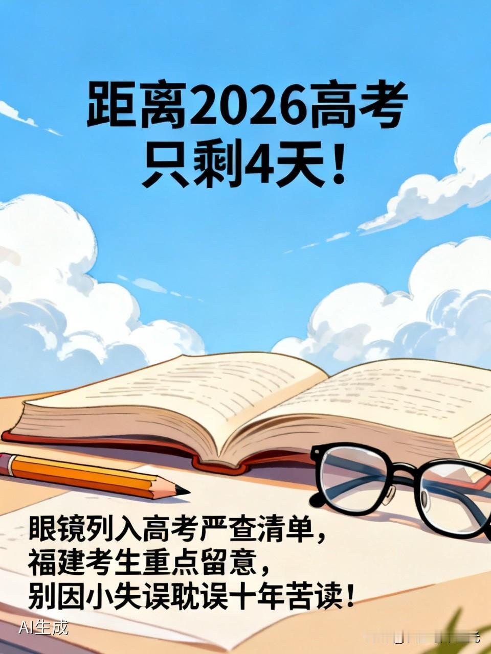 距离2026高考只剩4天！眼镜列入高考严查清单，考生重点留意，别因小失误耽误十年