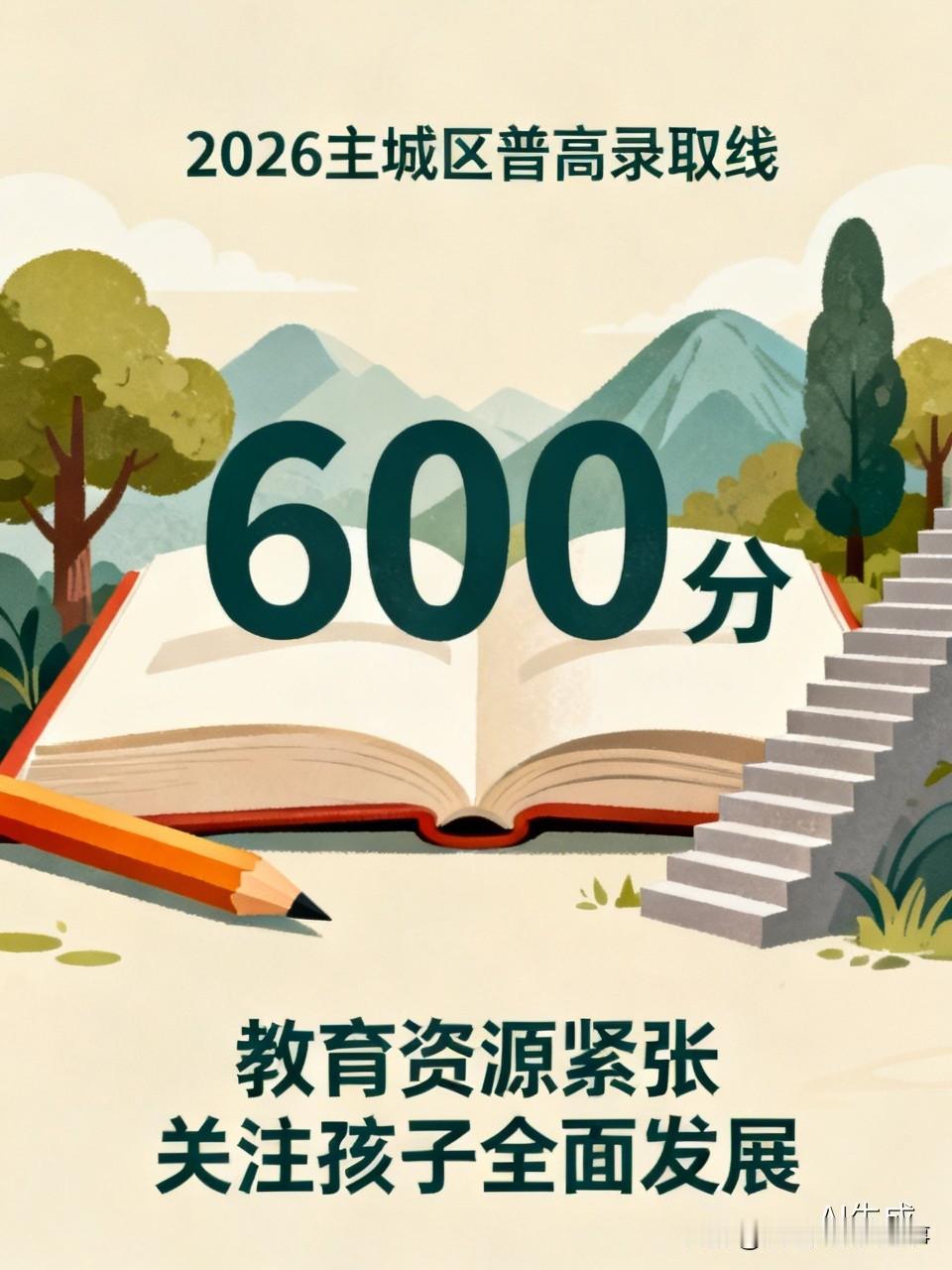 7月5日，昆明市招生考试院公布2026年主城区普通高中录取最低控制线为600分。