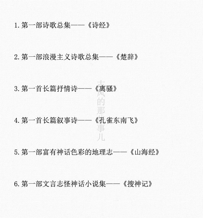 中国文学史上的第一，这些得知道。 ​​​