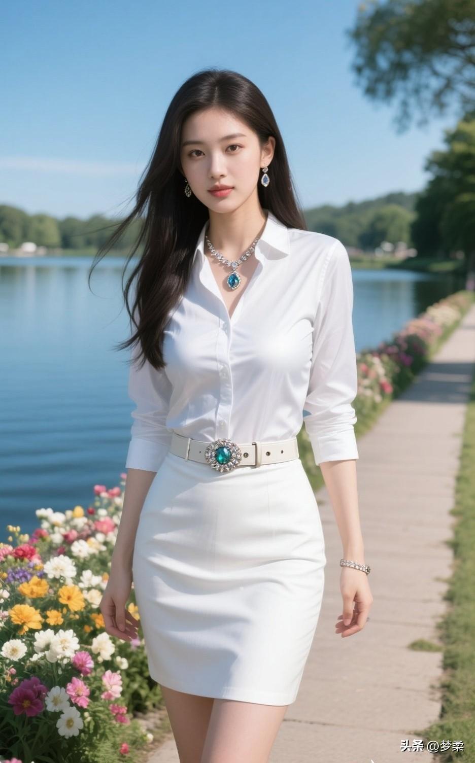夏日清新穿搭，白色衬衫+短裙，优雅气质满满！