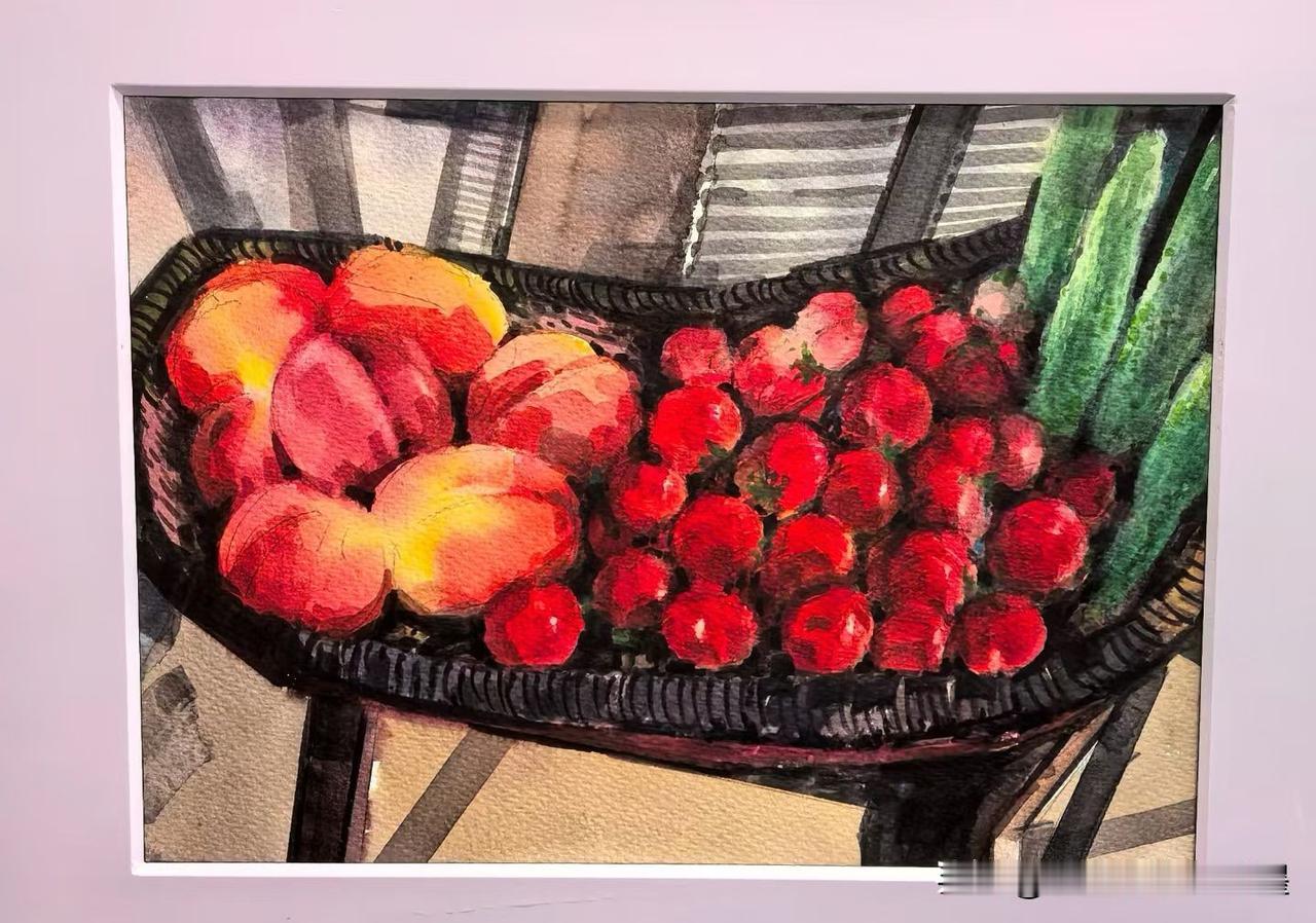 分享水彩画作品秋天丰收的季节，来桃源村采风写生农村风景水彩 田园水彩 乡村风景水