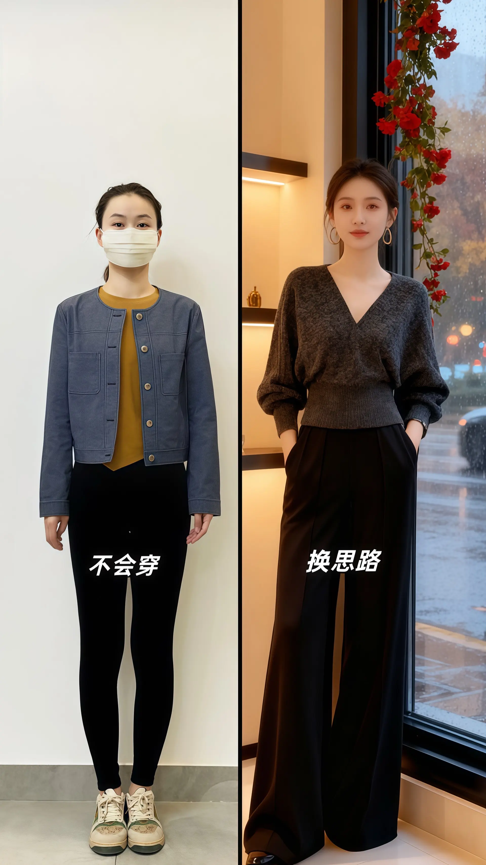 她穿着高级感气质两件套，燕麦色羊绒开衫搭配黑色丝绒半裙，温柔中透着几分...