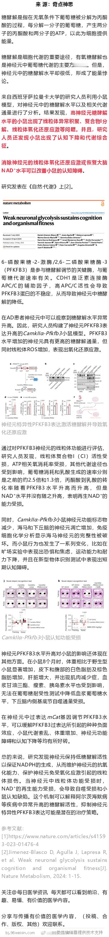 《自然·代谢》：刷新认知！科学家发现，神经元低糖酵解水平有利于认知健康 ​​​