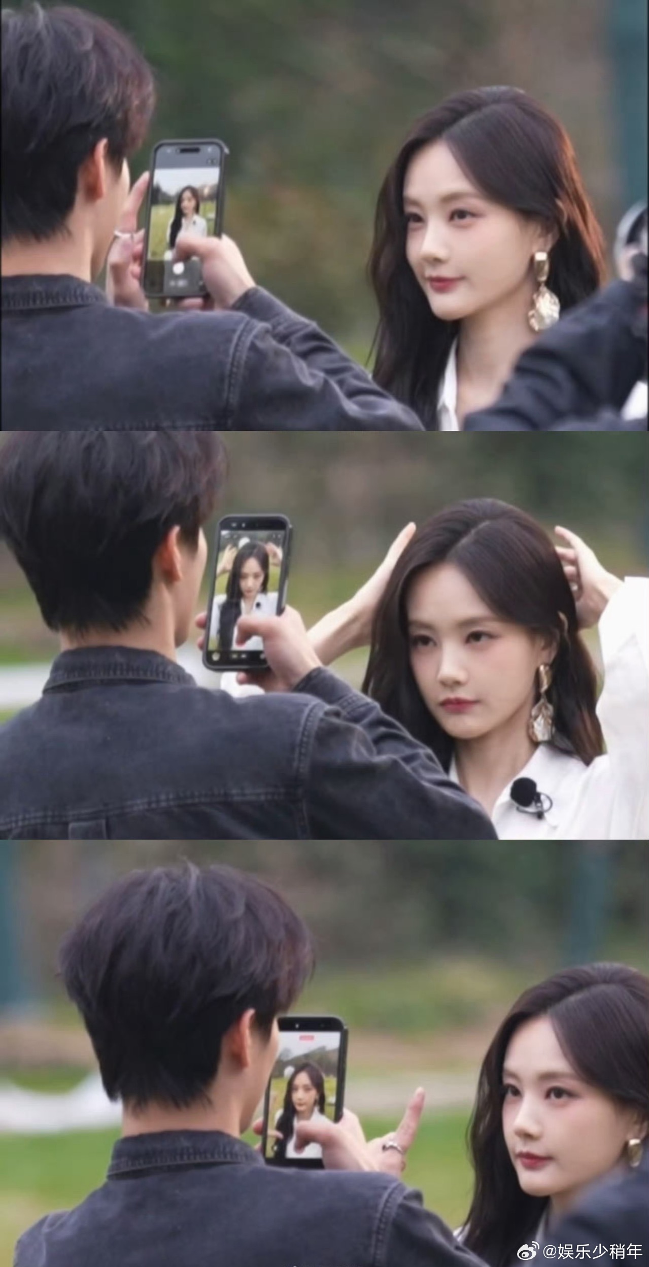 李一桐顶光美成这样 刷到李一桐团综路透，顶光里的她白裙飘飘，对着镜头互动超可爱，