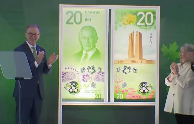 加拿大银行推出以查尔斯国王为头像的新版20加元纸币

加拿大银行公布了一款印有查