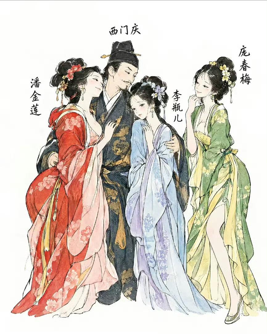 看过《金瓶梅》的朋友，能不能解释一下图中这几个人是什么关系？