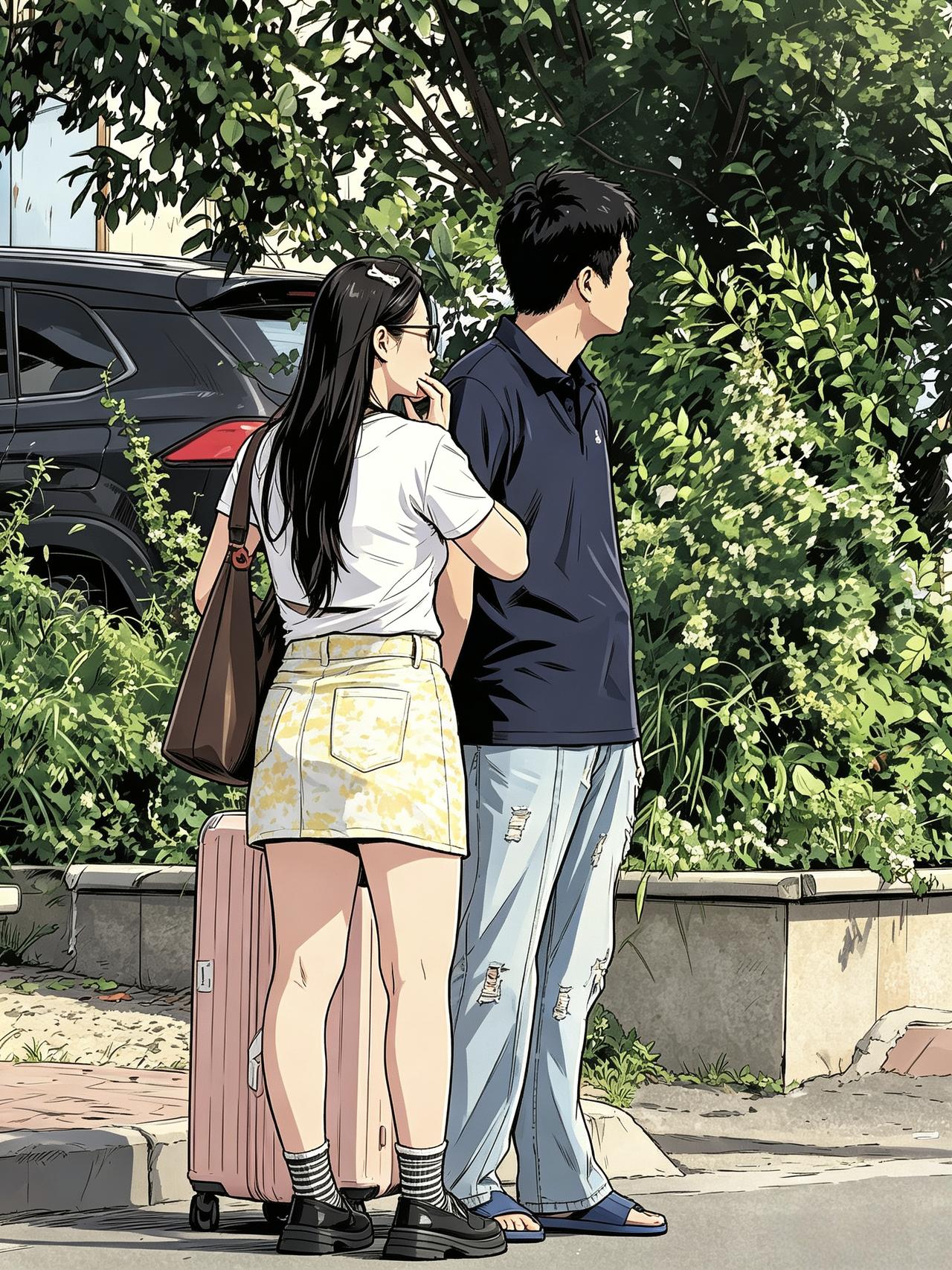 夏日街角，绿树为景，行李箱盛满憧憬。有人说，烟火俗世里，最好的浪漫，便是有人陪你