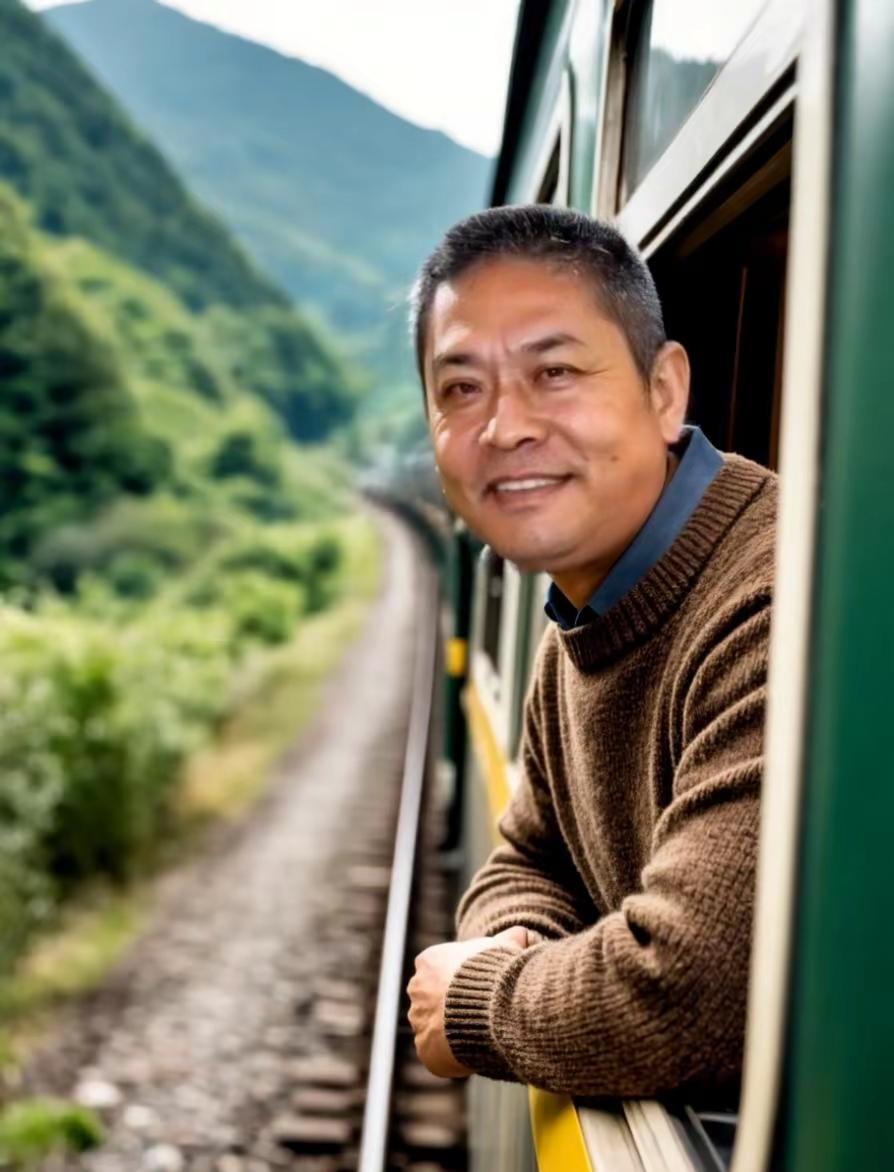 火车进山，奔向大自然的怀抱，呼吸新鲜空气。80年代自画像 重返年轻时代旧照 真实
