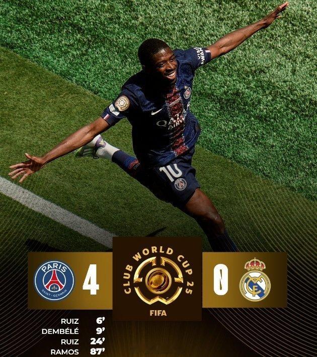 世俱杯决赛球队来了！🏆🇫🇷 巴黎圣日耳曼4-0大胜皇家马德里，将在世俱杯决