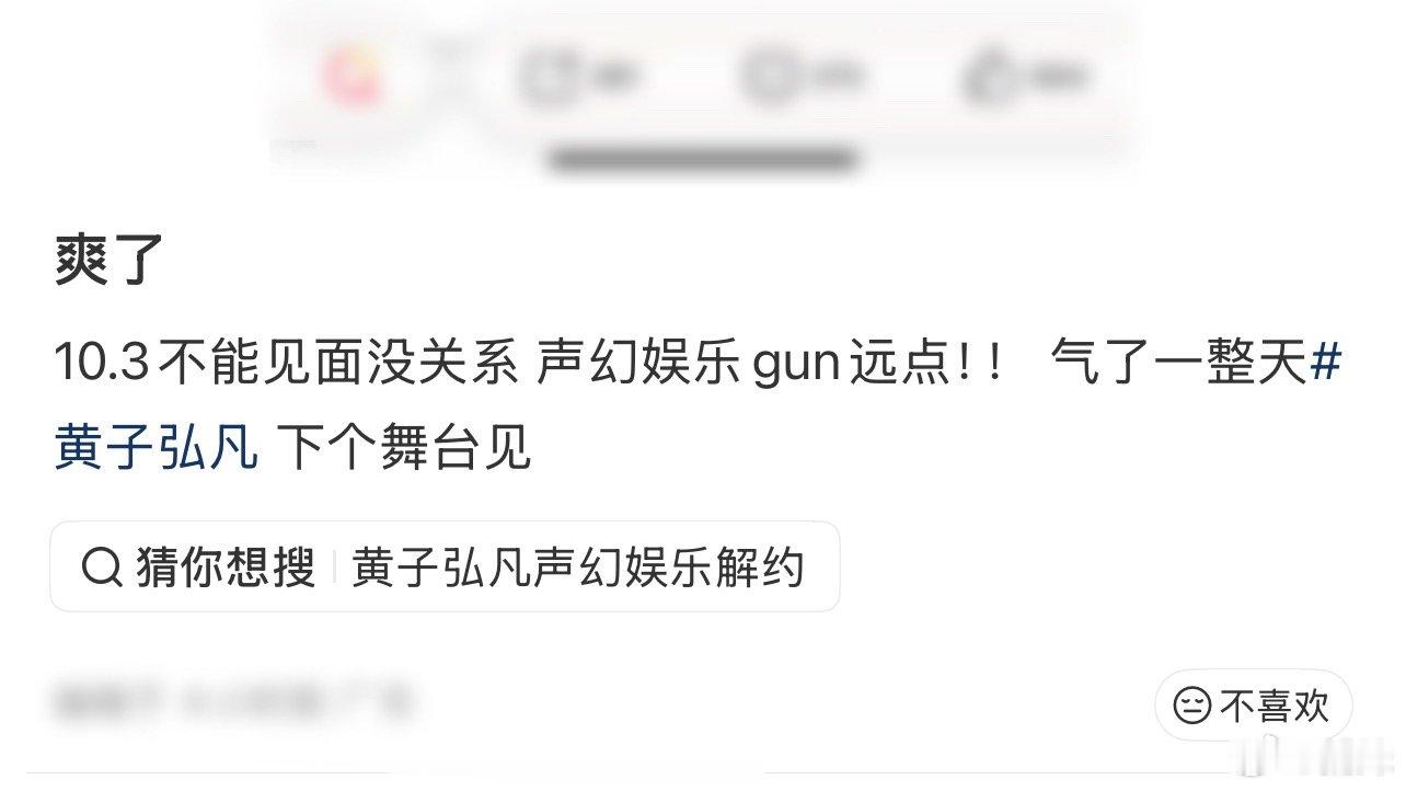黄子弘凡 声幻娱乐终止合作是指这次也不参加了吗？所以10.3那场演出黄子退出了是