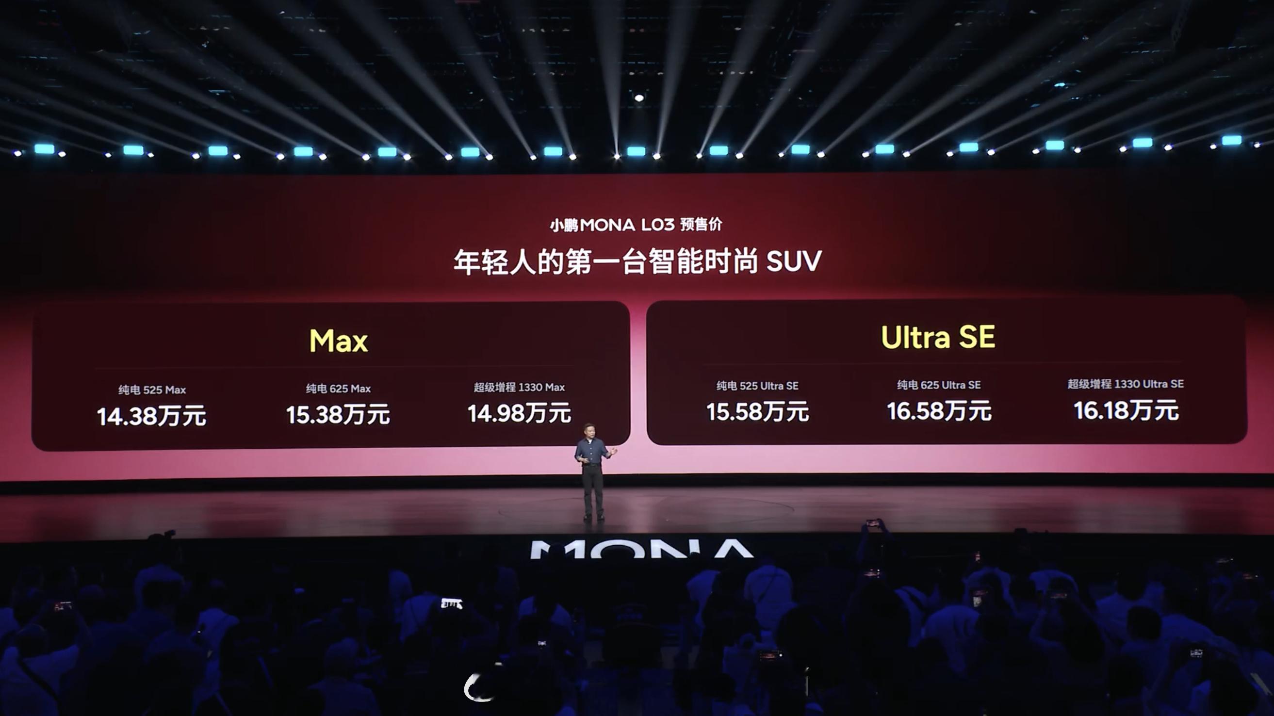 来了，小鹏MONA L03预售价14.38万元起小鹏MONA L03 Max版本