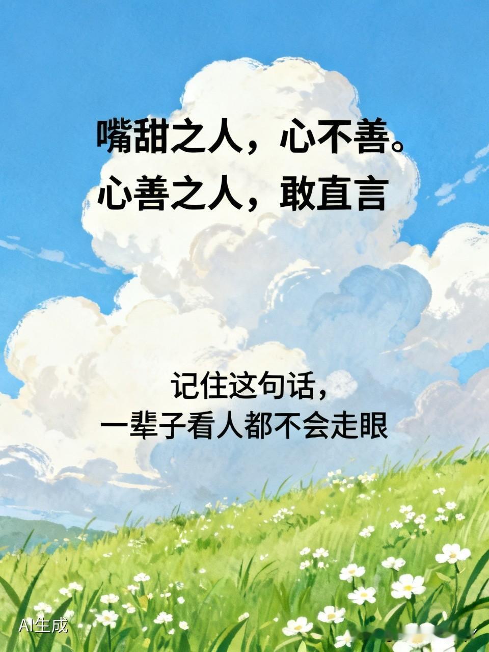记住这句话，这辈子看人都不会出错
嘴越甜，心越毒
真正实在的人，往往不太会说动听