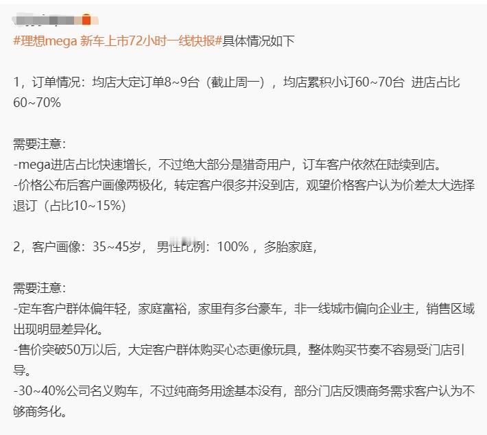 理想MEGA大定数量3200台？[惊呆]
从某媒体获取到理想Mega上市72小时