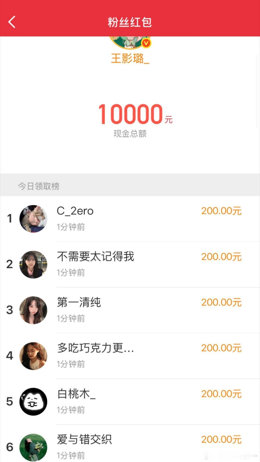 王影璐 李昀锐 发的红包是每个人平分200元我丢了400块[苦涩][苦涩]我要闹