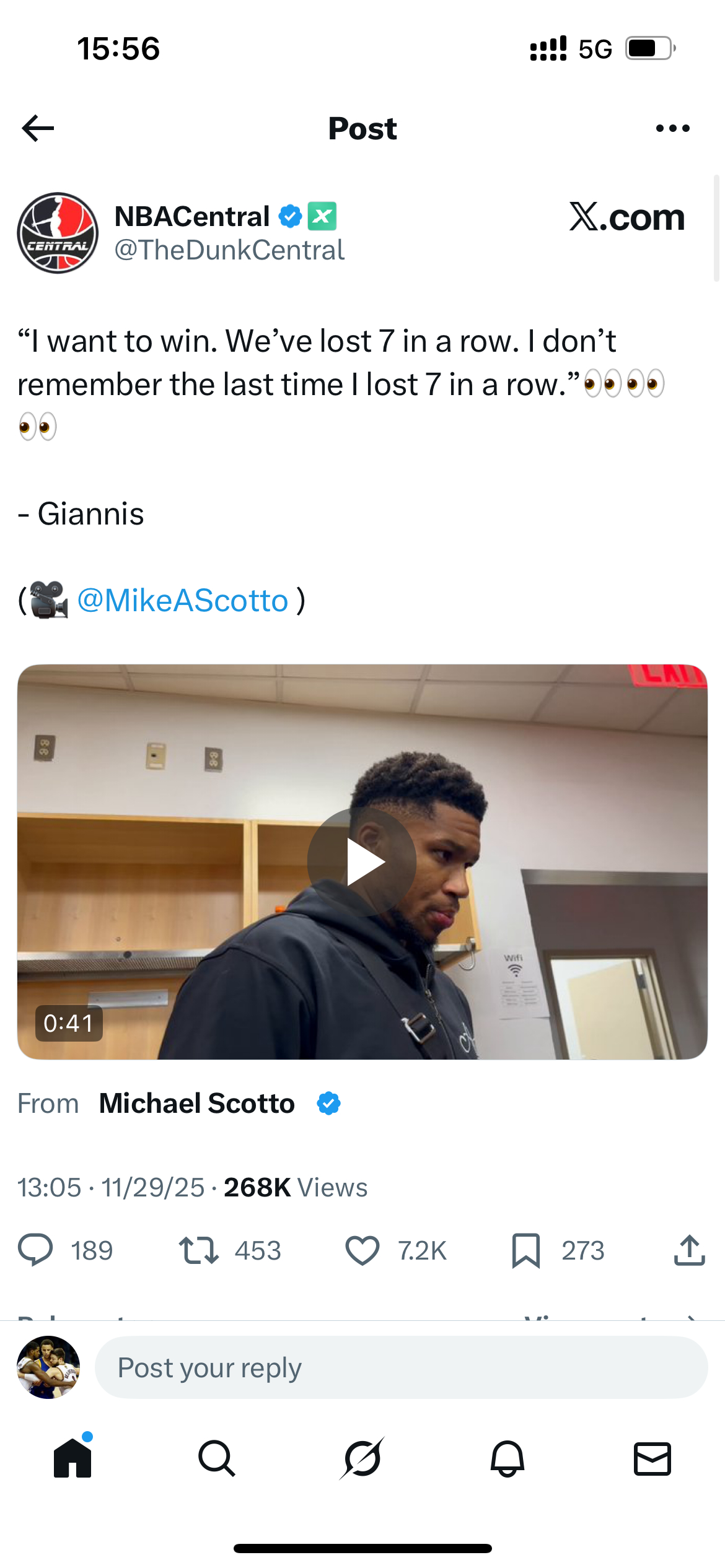 字母哥：我想赢球，我们已经7连败了，我都不记得上一次我们7连败是什么时候了 