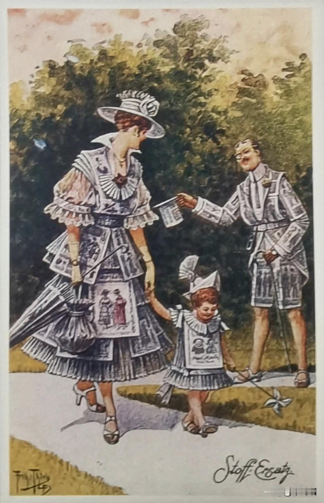 这张1916年一战期间发行的德国明信片，是一幅极具讽刺意味的政治宣传画，标题为“