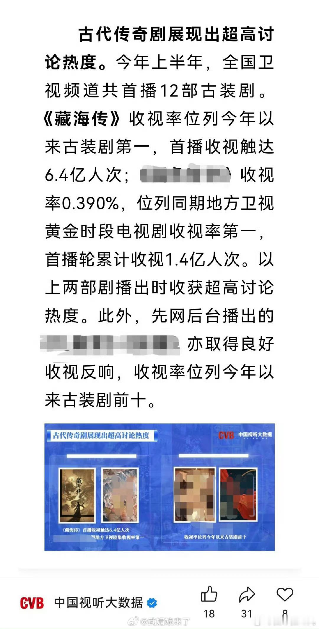 藏海传今年以来古装剧收视第一不愧是平台亲证的门面，《藏海传》有这个成绩都是他应得
